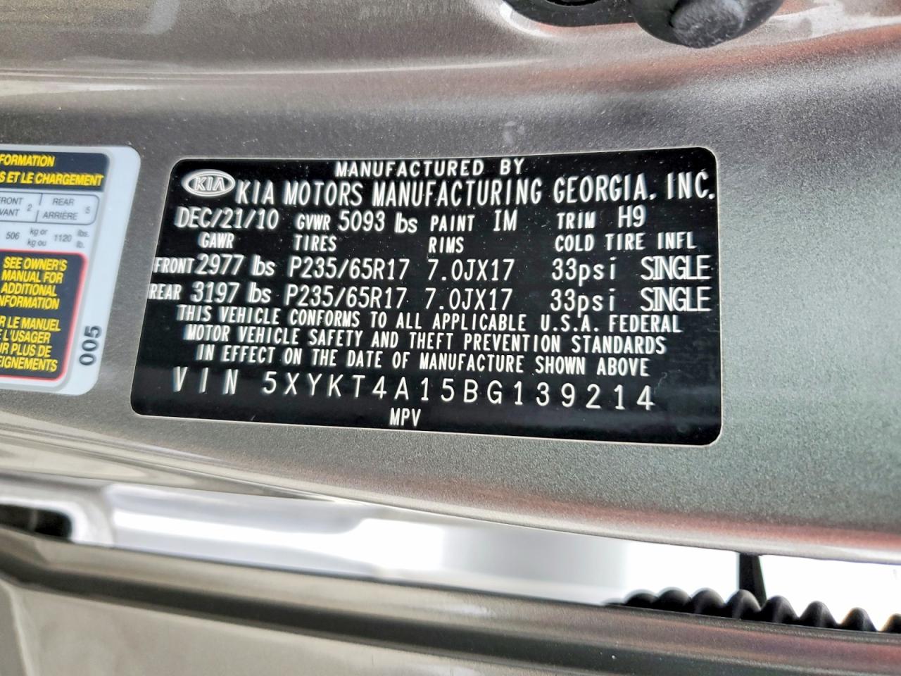 2011 KIA SORENTO BASE photo 13