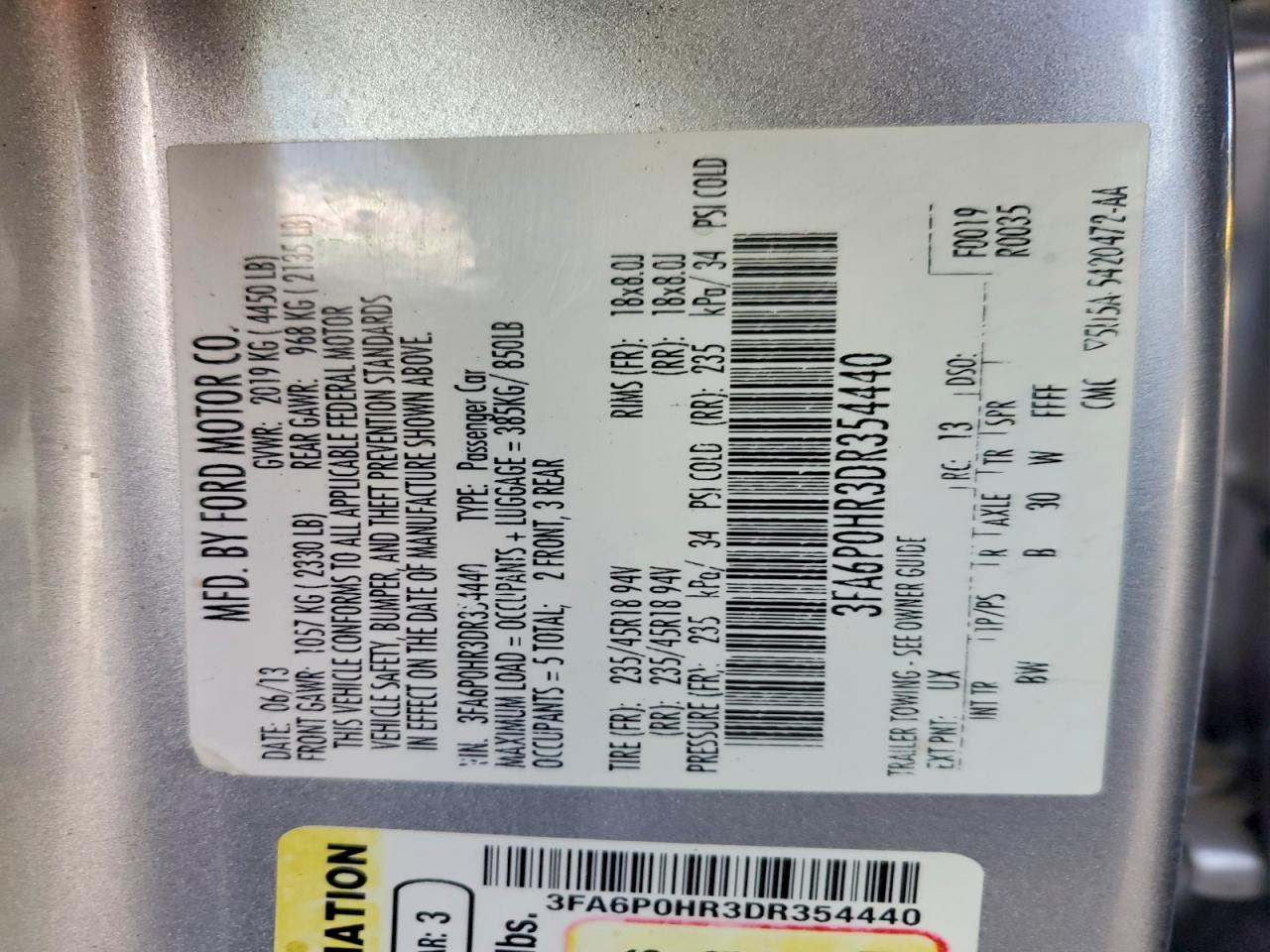 2013 FORD FUSION SE photo 12