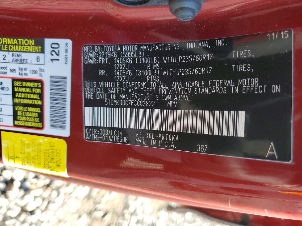 2015 TOYOTA SIENNA photo 13
