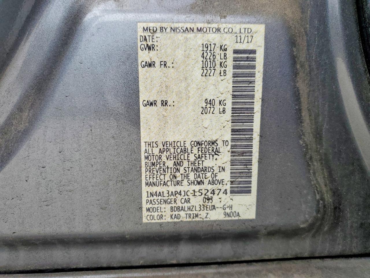 2018 NISSAN ALTIMA 2.5 photo 12