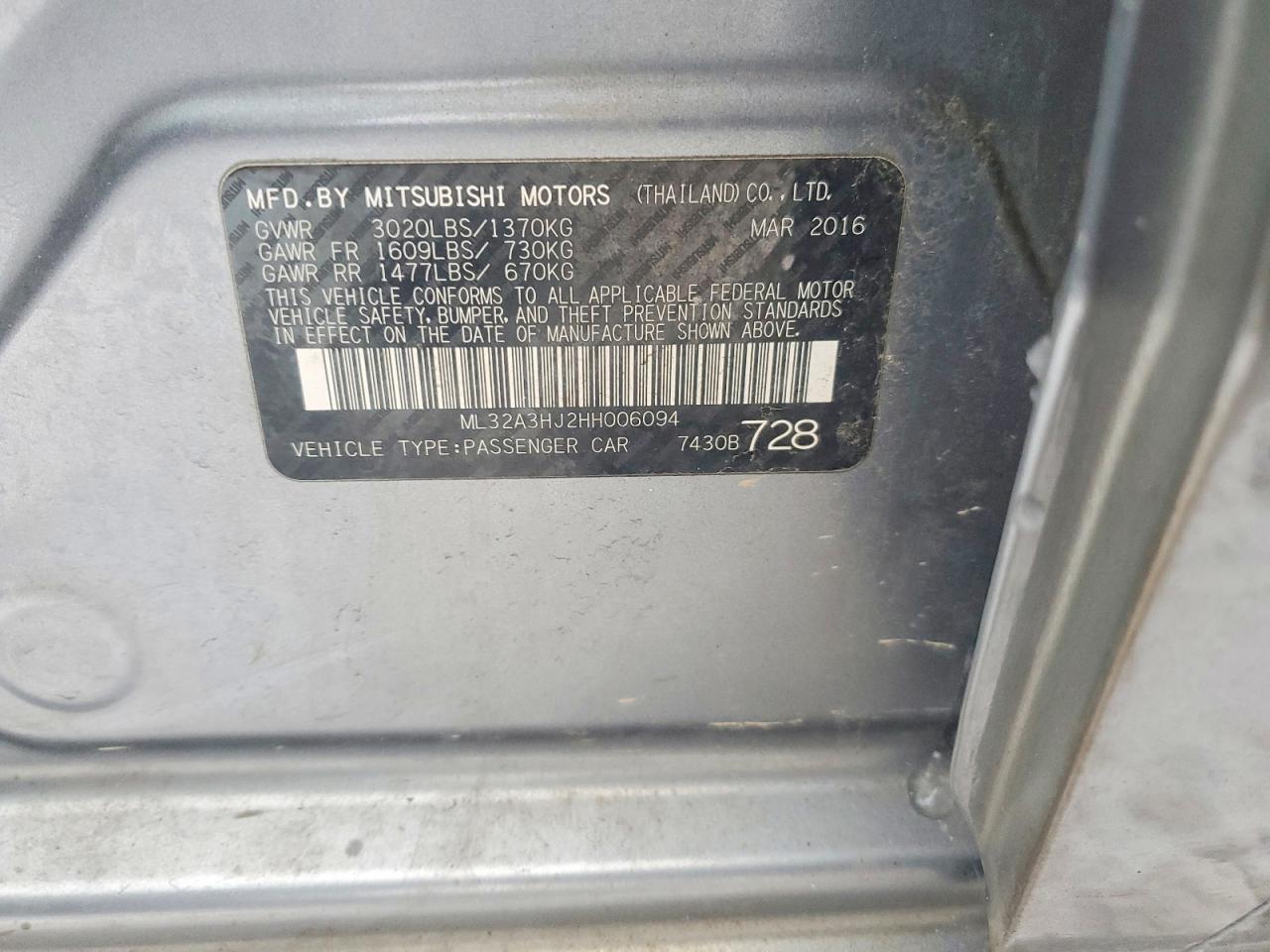 2017 MITSUBISHI MIRAGE ES photo 13