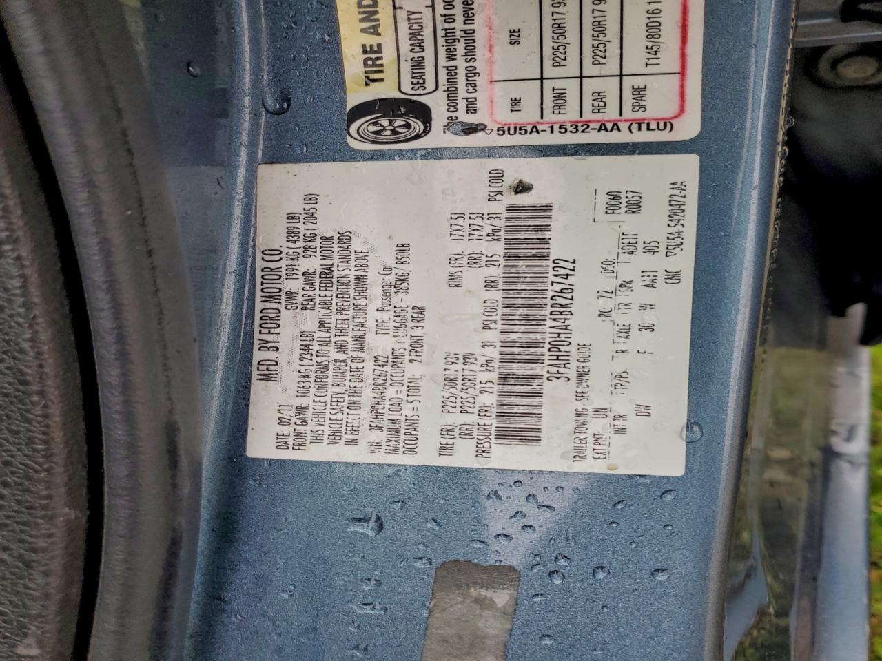 2011 FORD FUSION SE photo 12