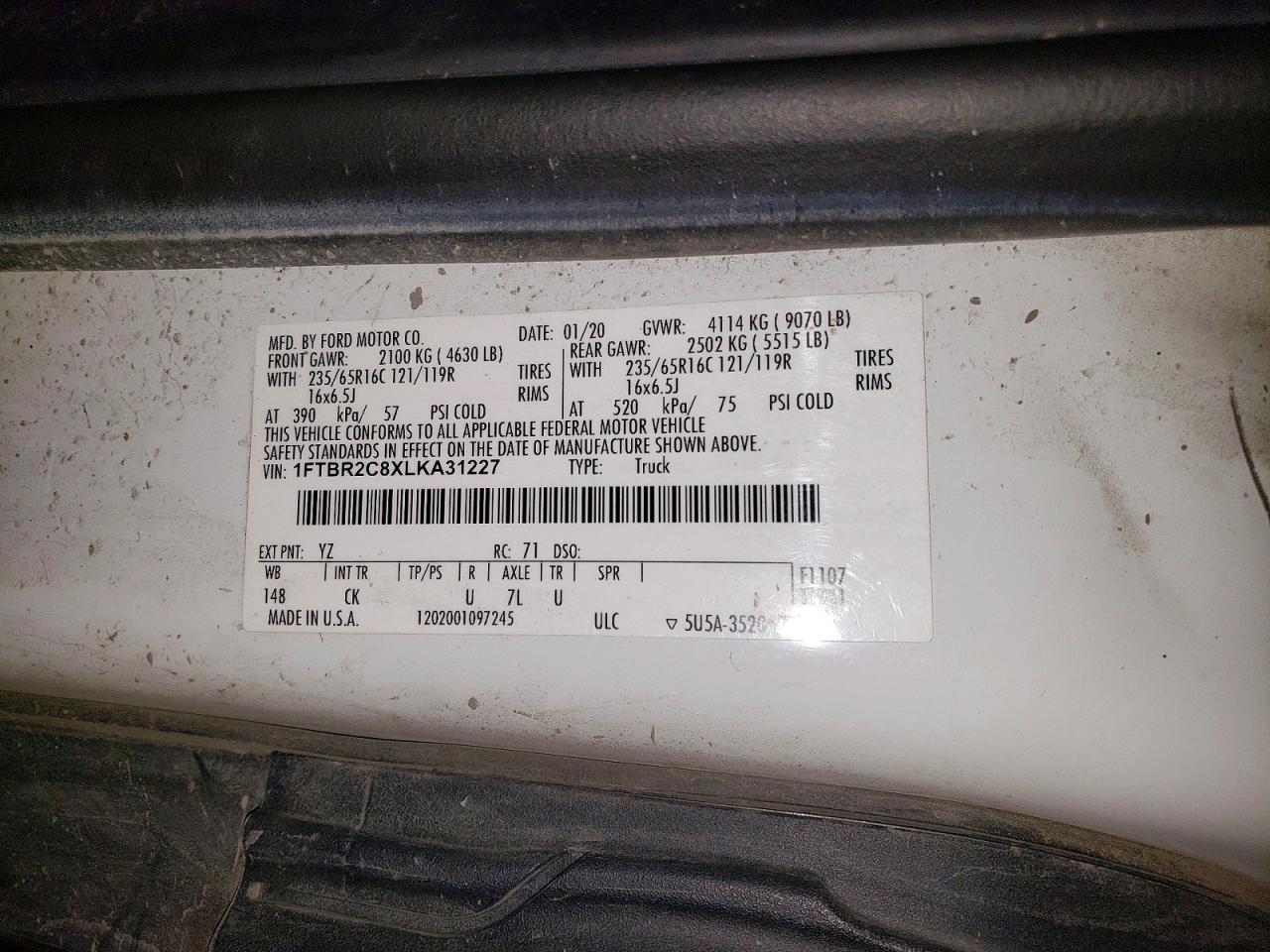2020 FORD TRANSIT T-250 photo 13