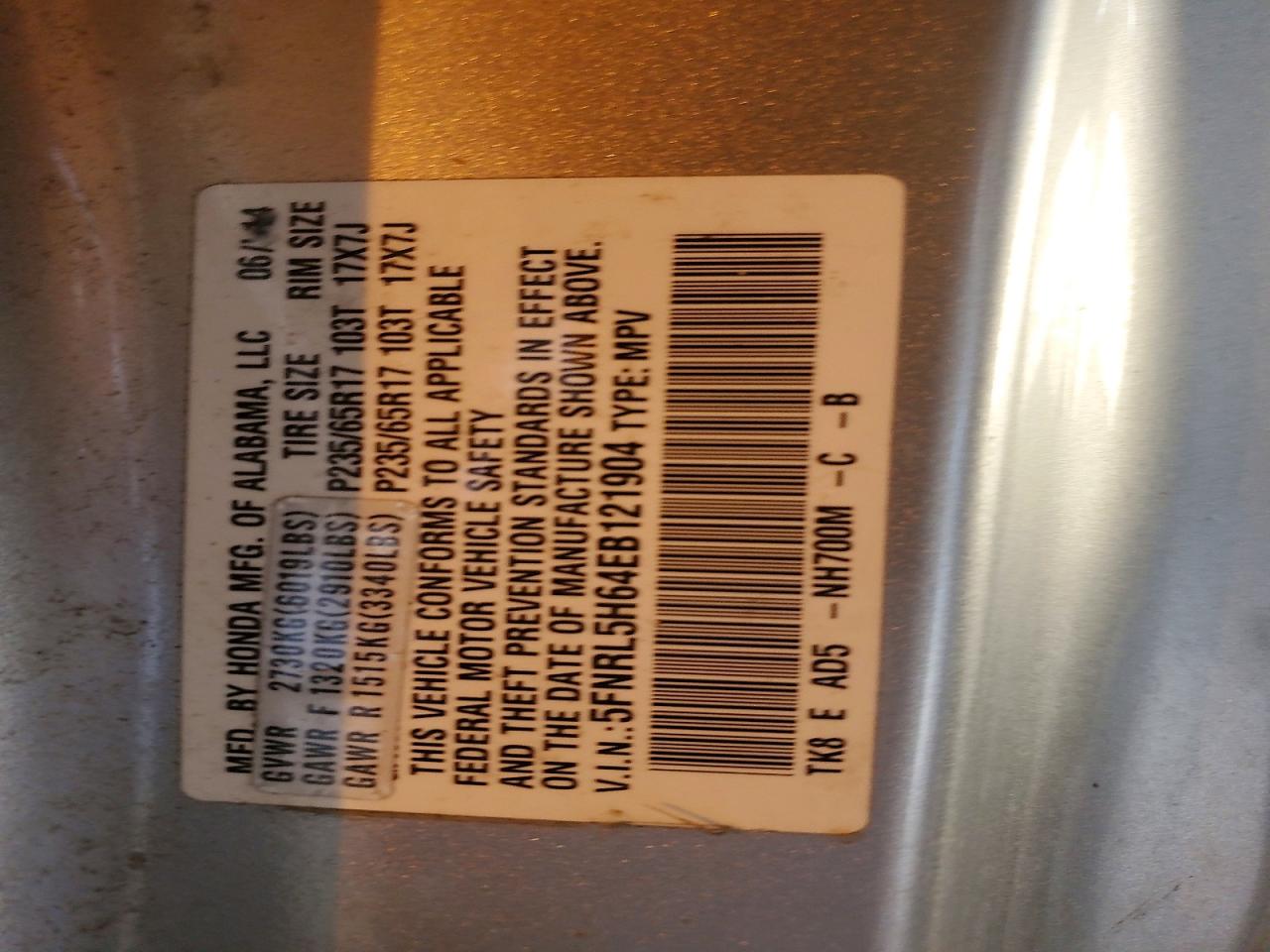 2014 HONDA ODYSSEY EXL photo 12