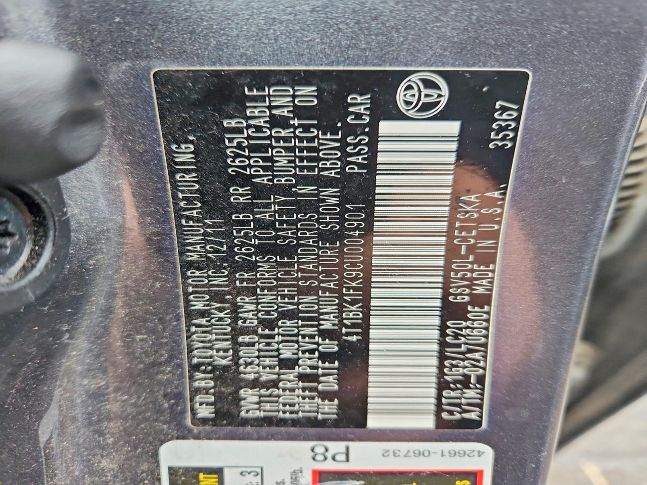 2012 TOYOTA CAMRY SE photo 12