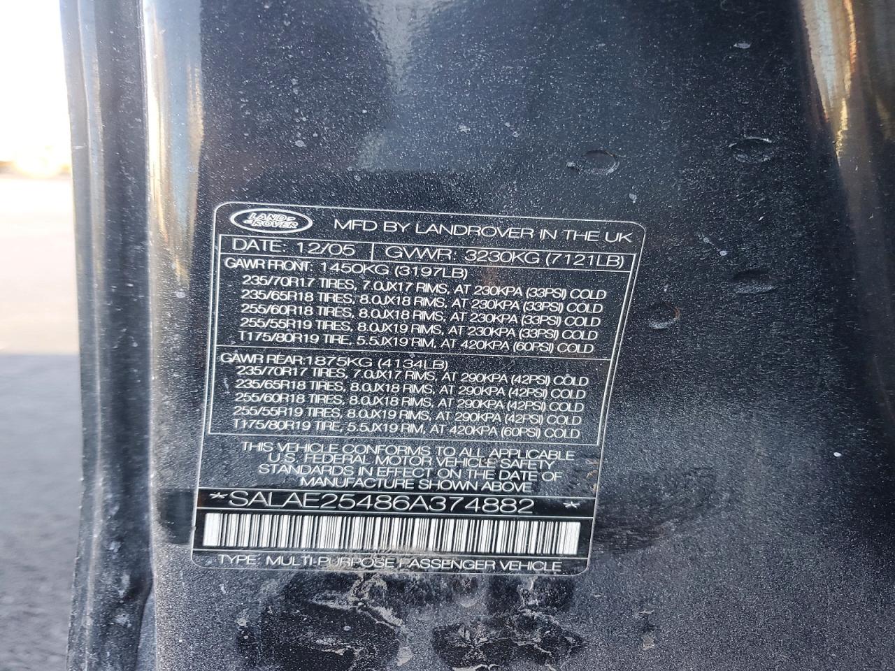 2006 LAND ROVER LR3 SE photo 12