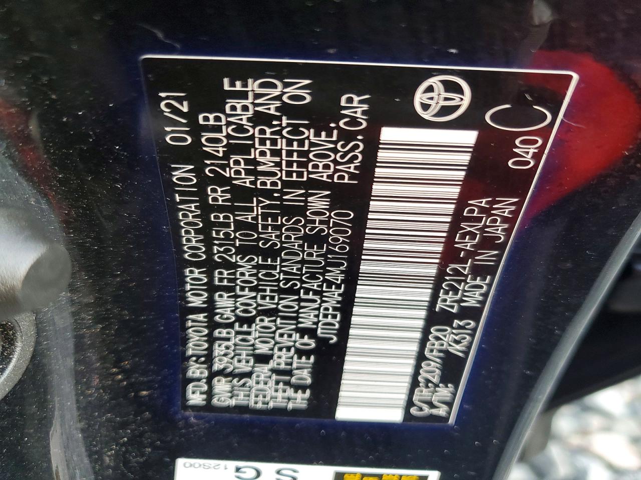 2021 TOYOTA COROLLA LE photo 13