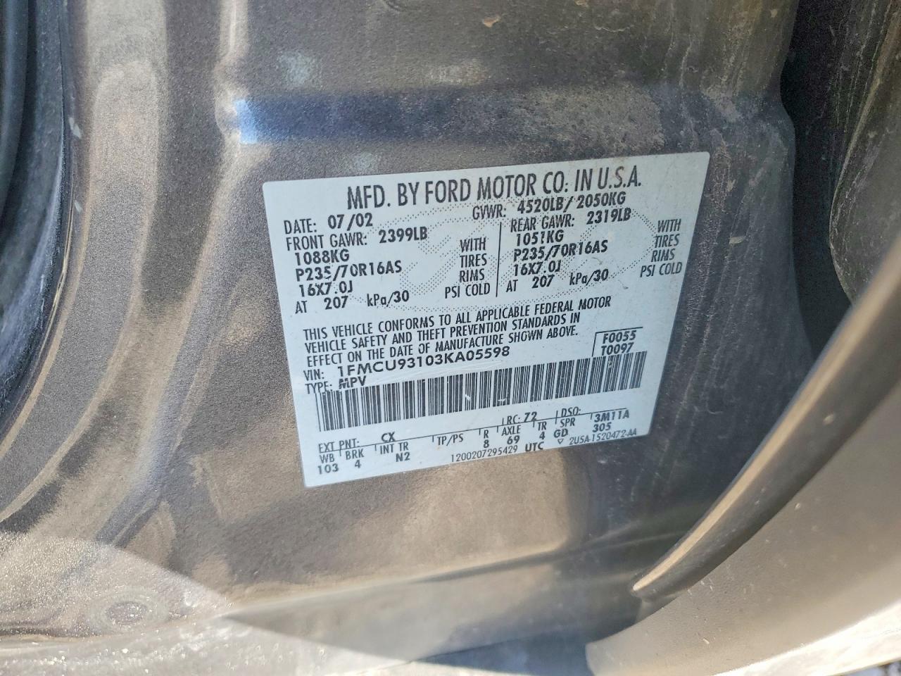 2003 FORD ESCAPE XLT photo 12