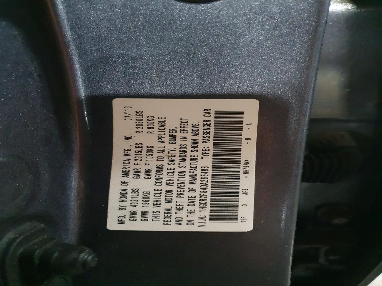 2013 HONDA ACCORD EXL photo 12