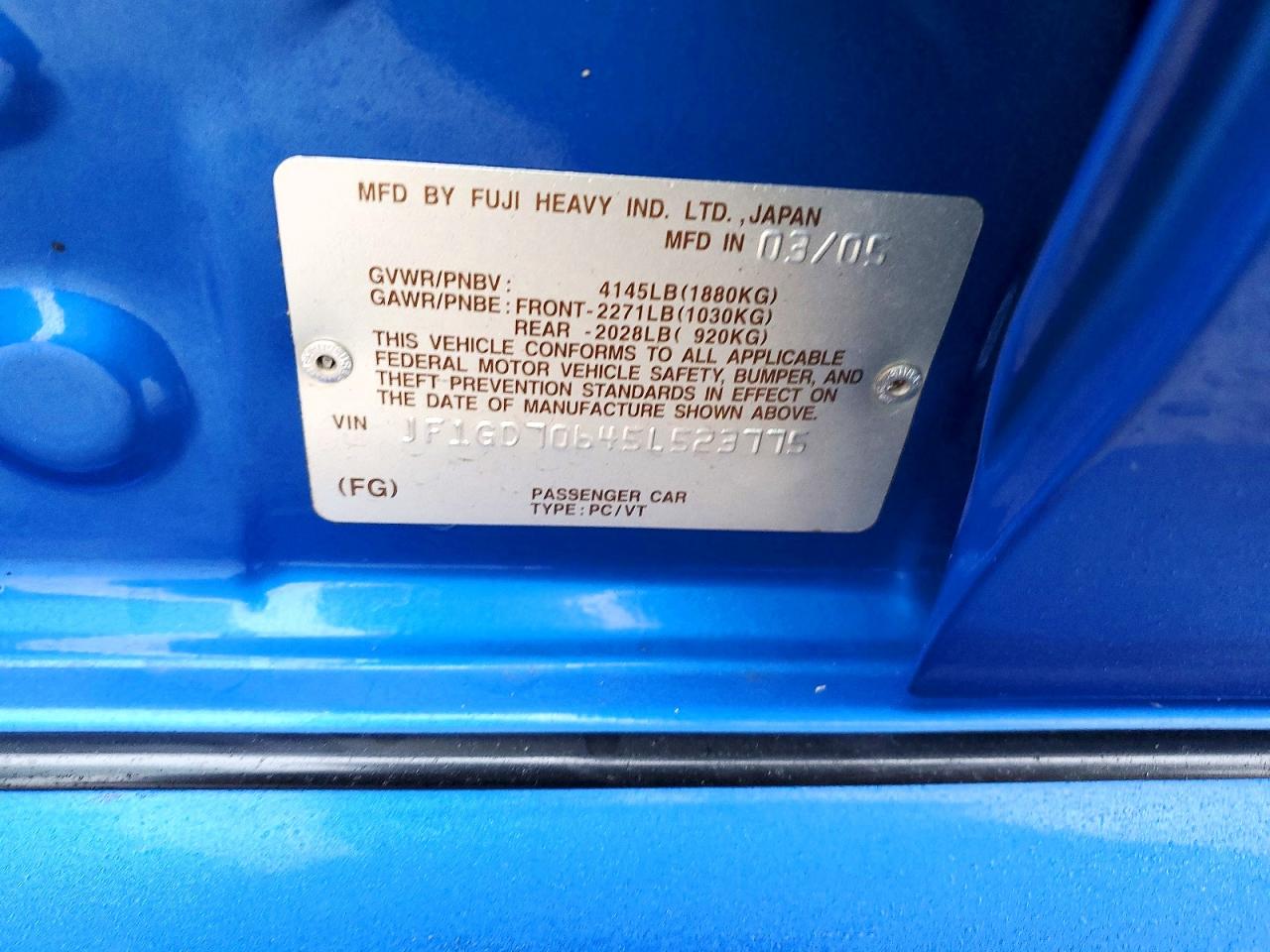 2005 SUBARU IMPREZA WRX STI photo 12
