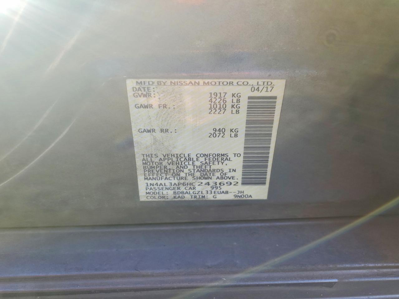 2017 NISSAN ALTIMA 2.5 photo 12