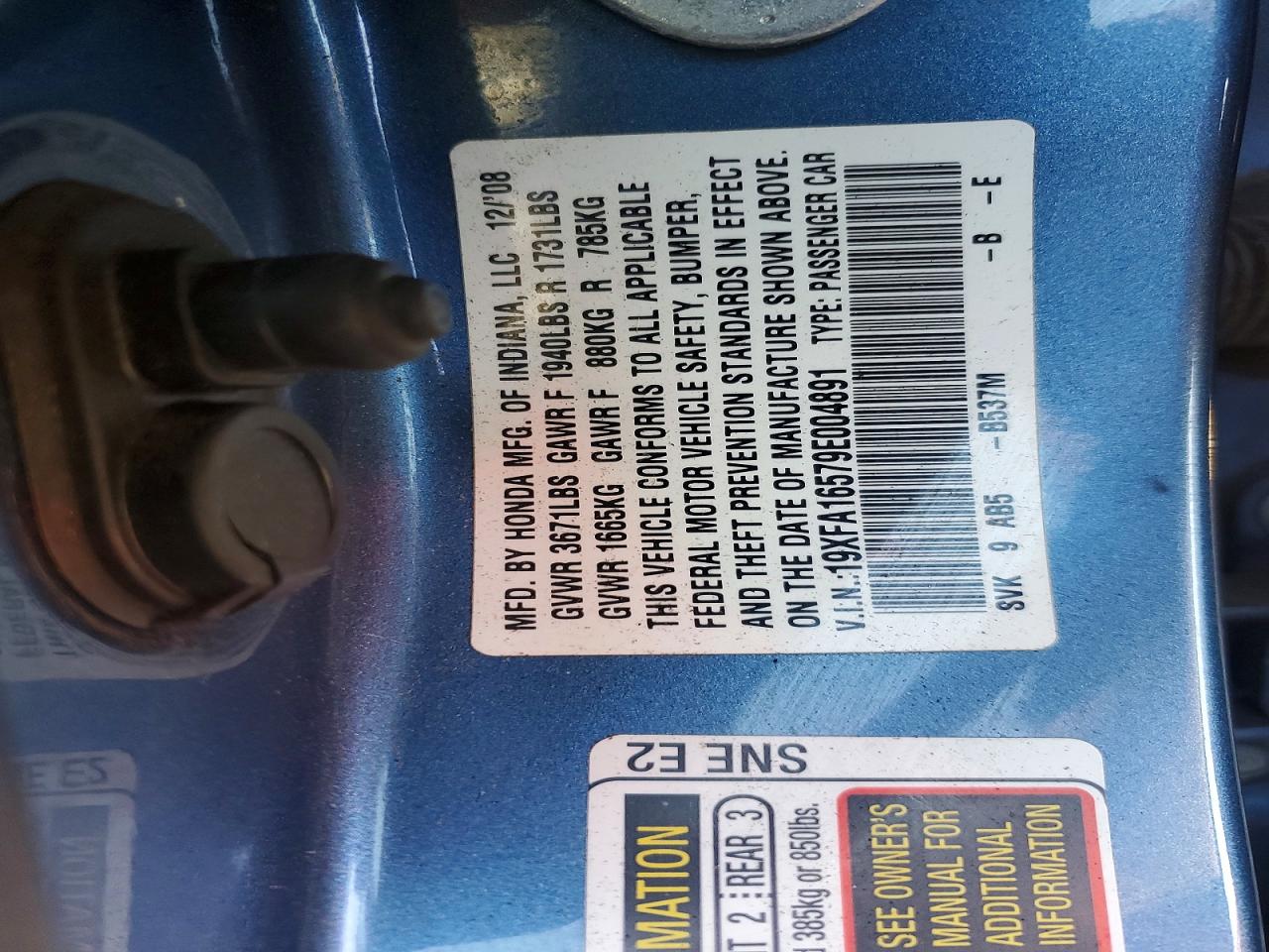 2009 HONDA CIVIC LX photo 12