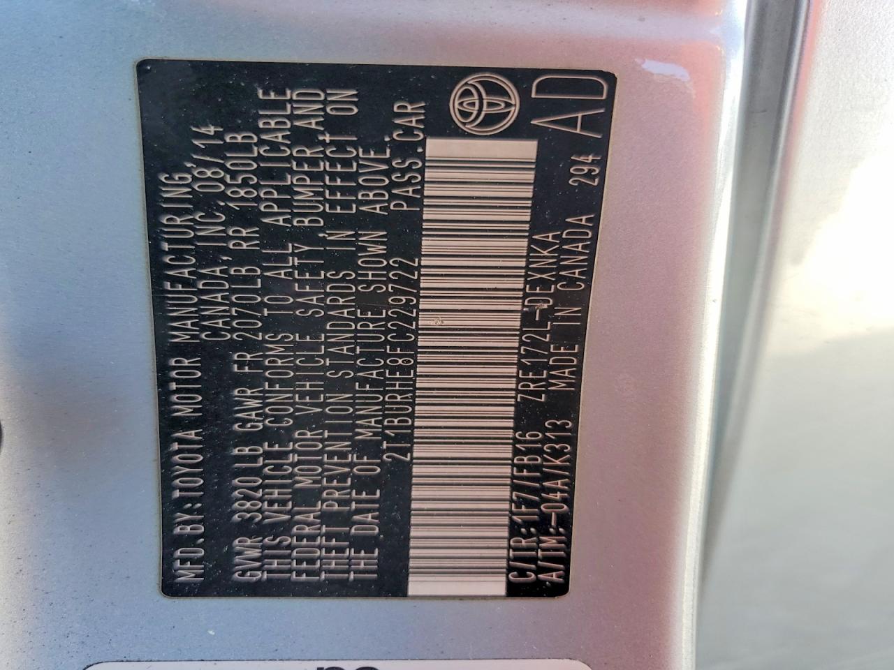 2015 TOYOTA COROLLA L photo 12