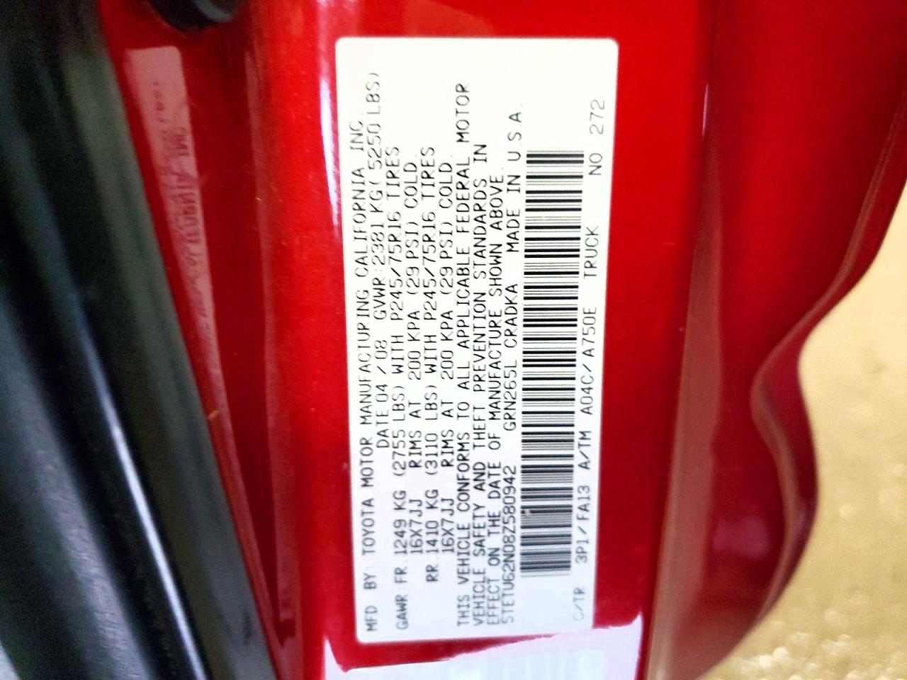 2008 TOYOTA TACOMA PRERUNNER V6 photo 13