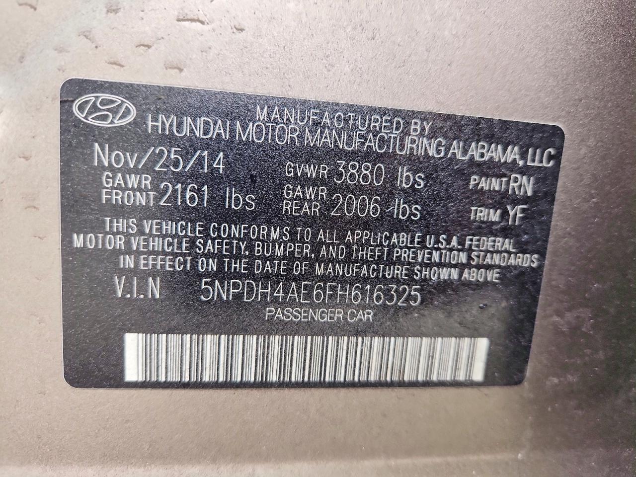 2015 HYUNDAI ELANTRA SE photo 12