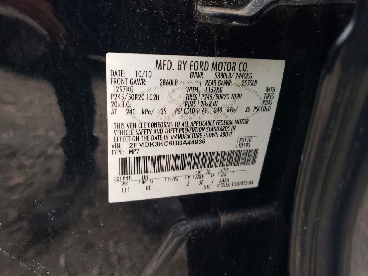 2011 FORD EDGE LIMITED photo 13