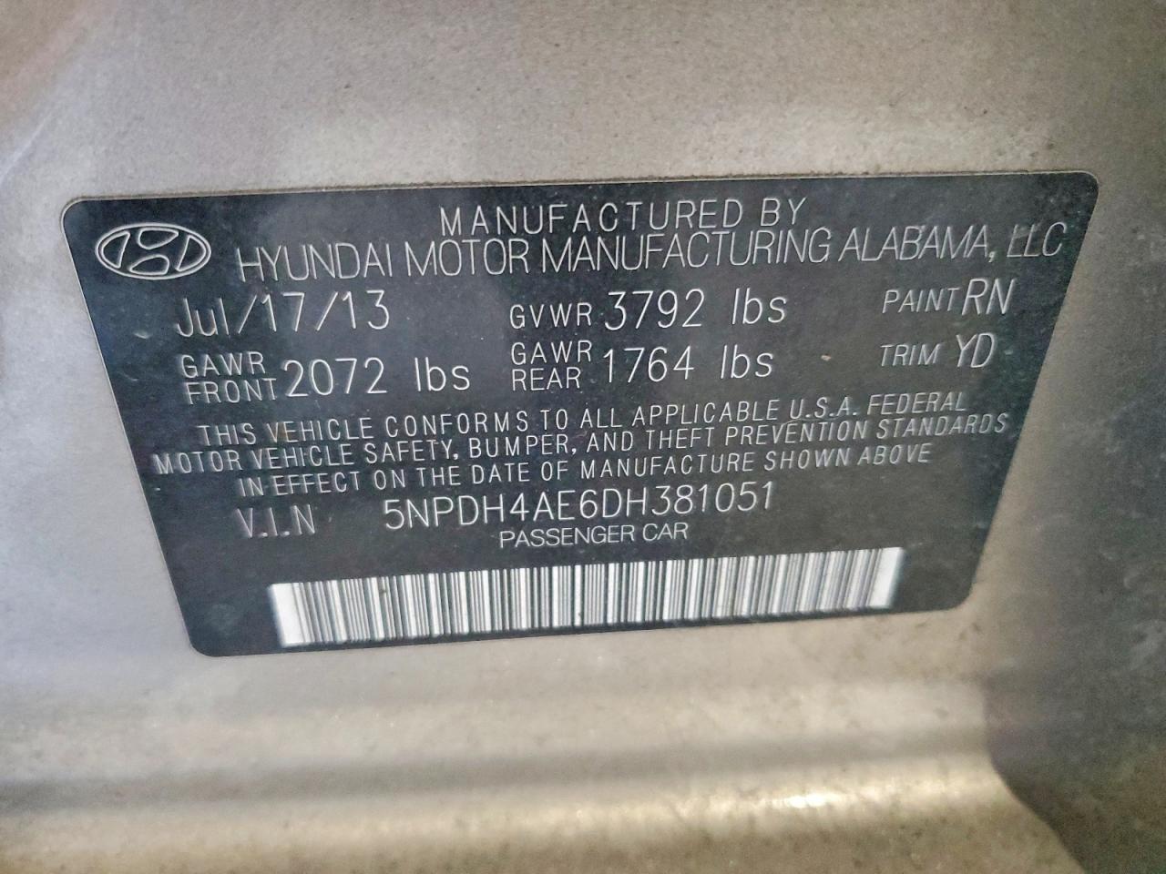 2013 HYUNDAI ELANTRA GLS photo 12