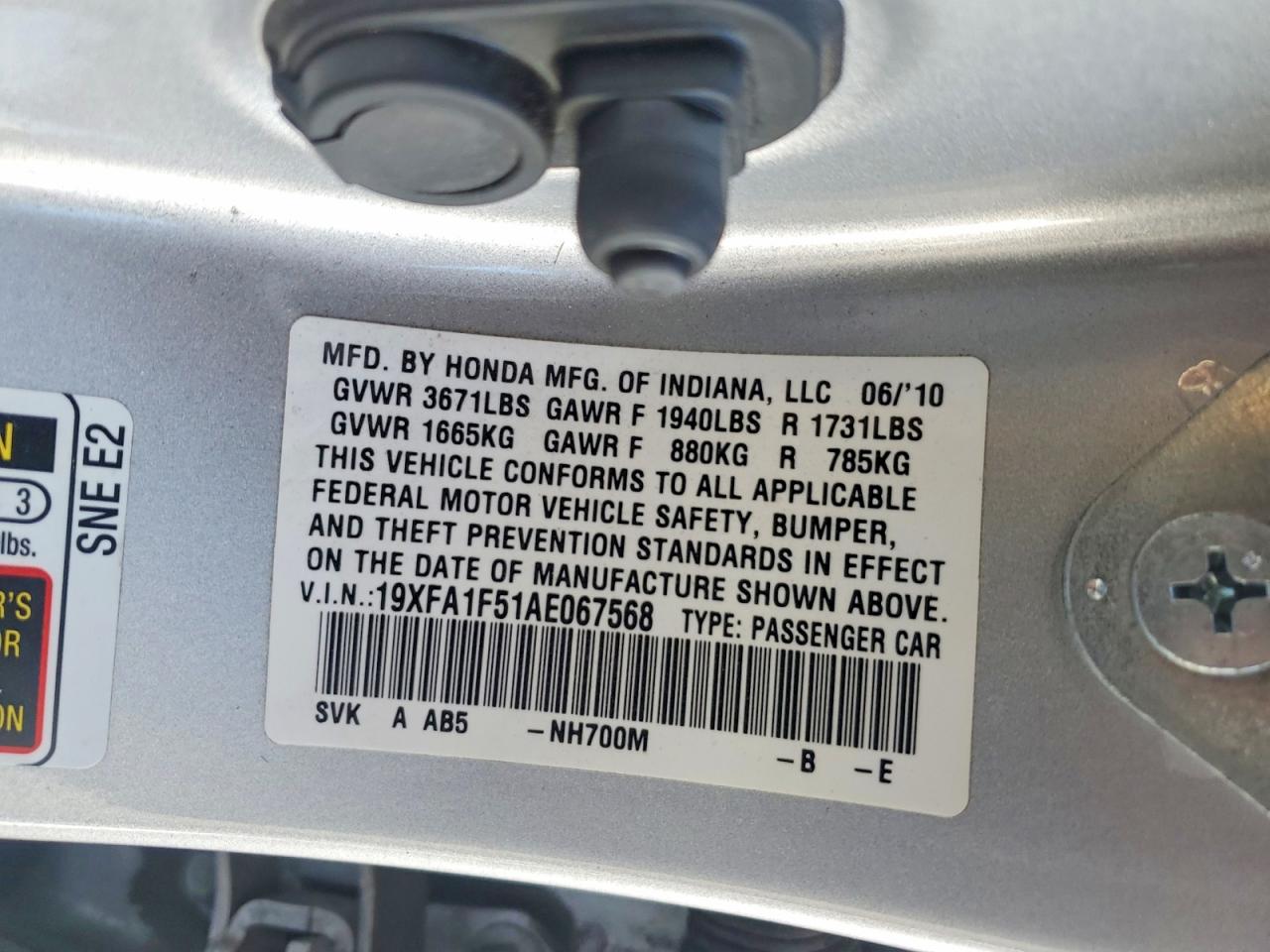 2010 HONDA CIVIC LX photo 12