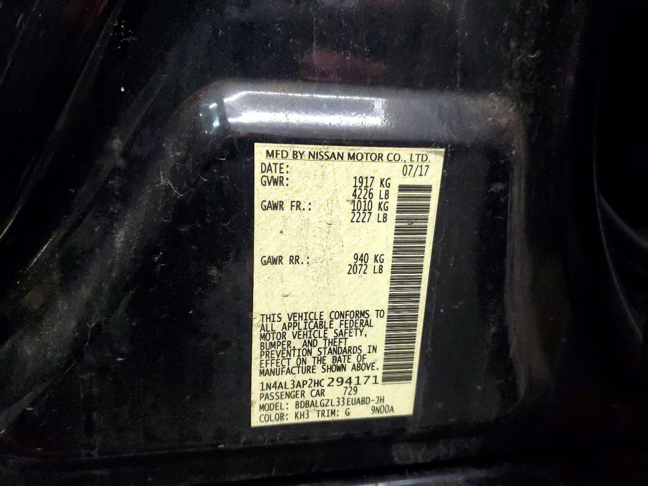 2017 NISSAN ALTIMA 2.5 photo 12