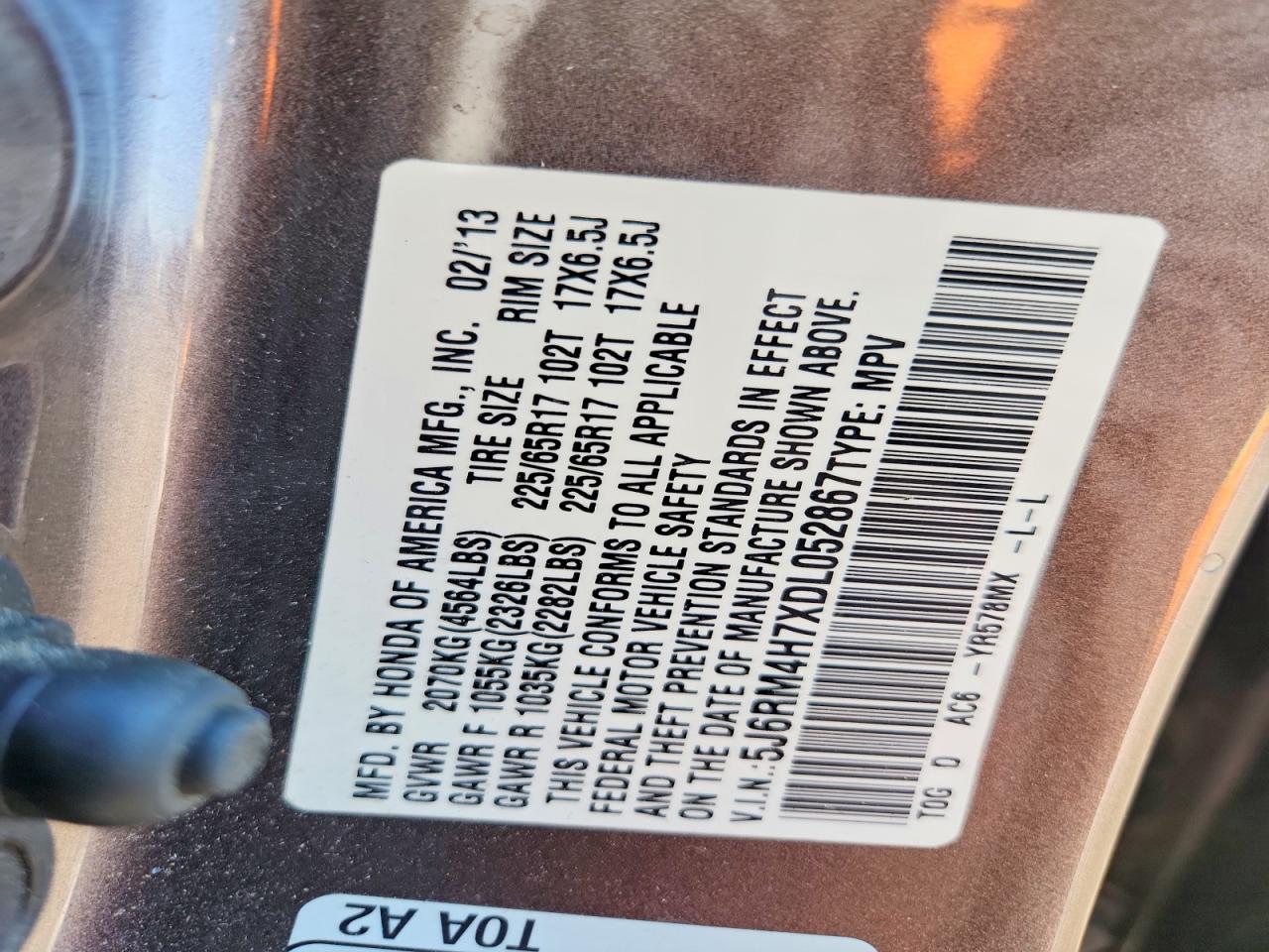 2013 HONDA CR-V EXL photo 13