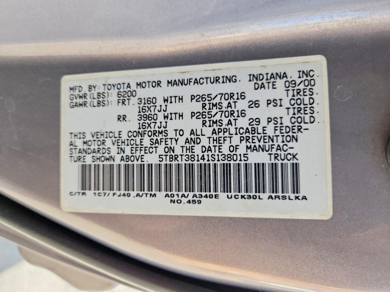 2001 TOYOTA TUNDRA ACCESS CAB LIMITED photo 12