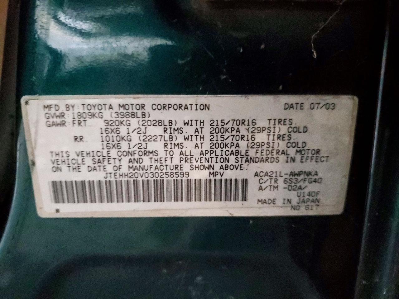 2003 TOYOTA RAV4 photo 12