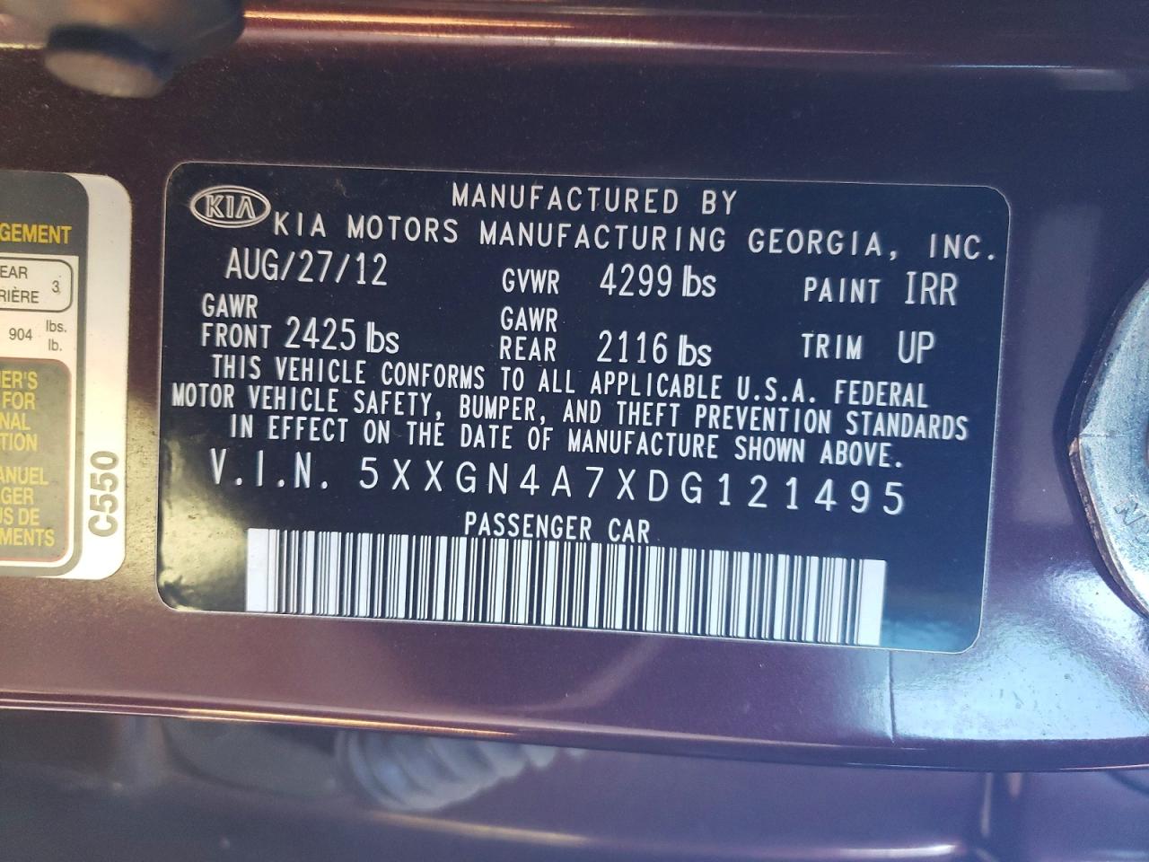 2013 KIA OPTIMA EX photo 12