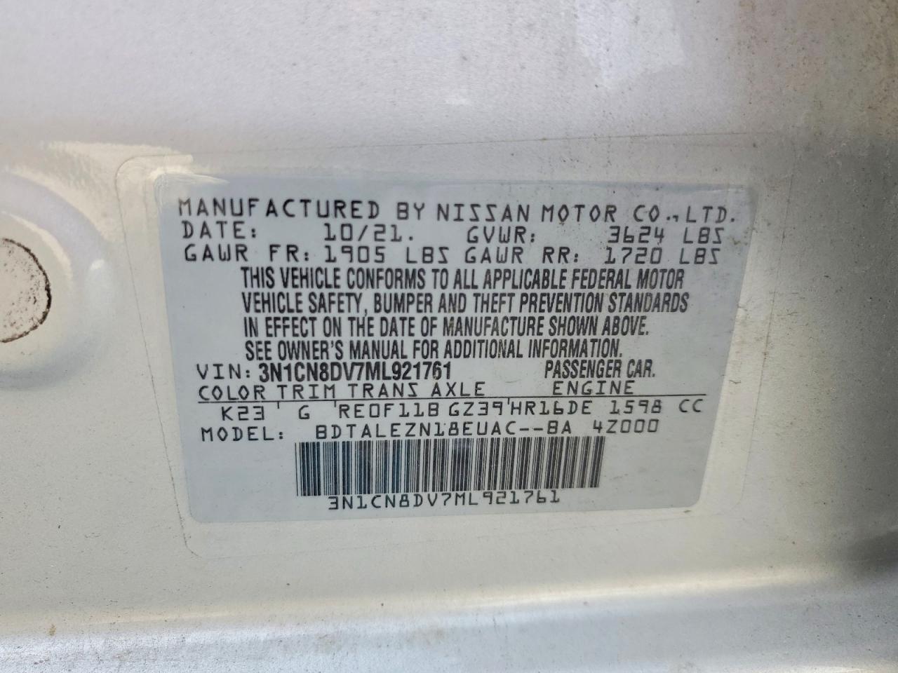 2021 NISSAN VERSA S photo 25