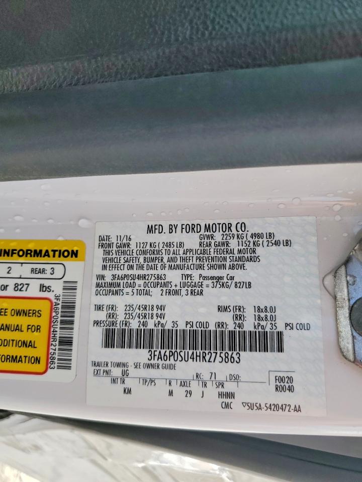 2017 FORD FUSION TITANIUM PHEV photo 12