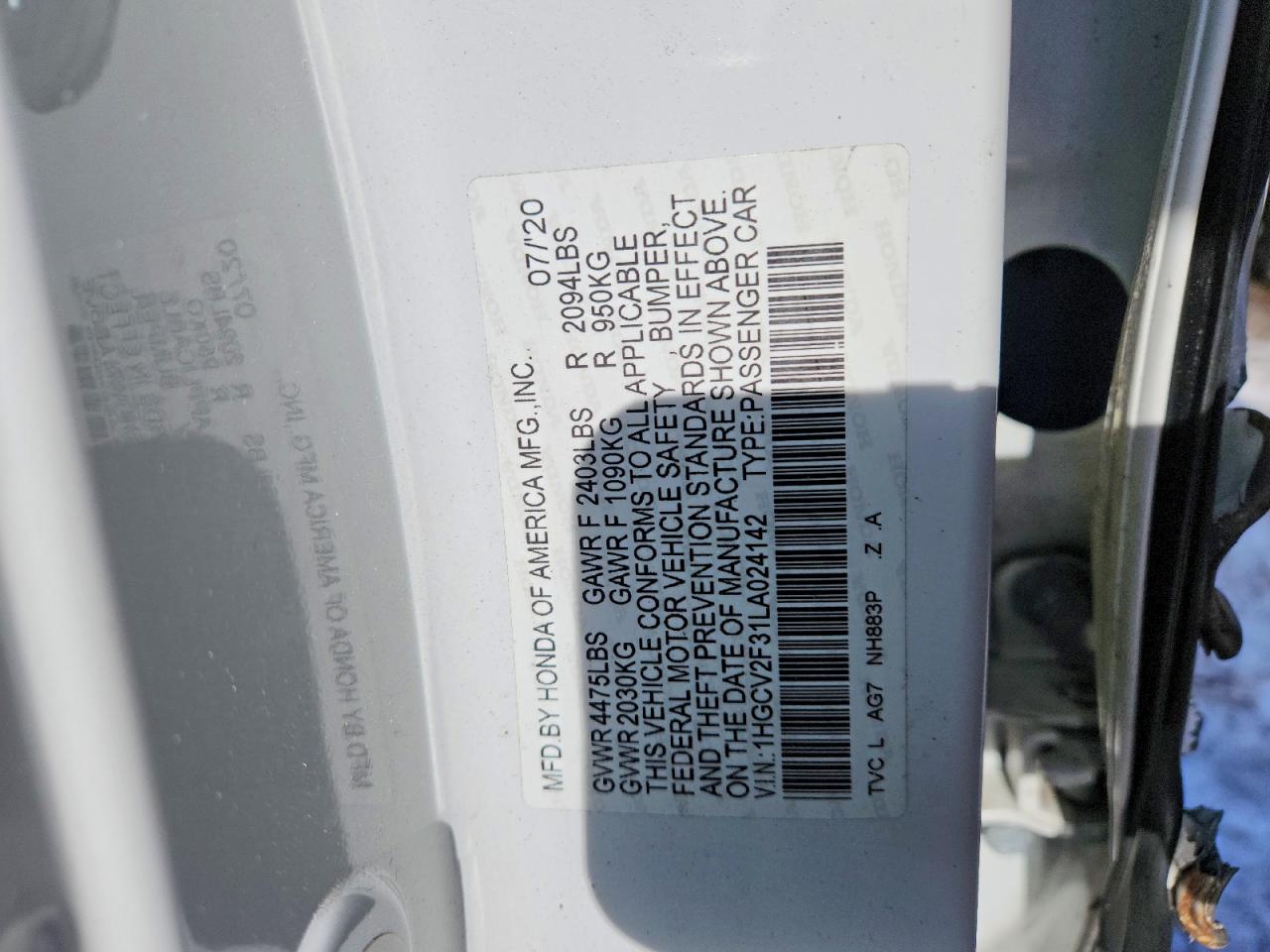 2020 HONDA ACCORD SPORT photo 13