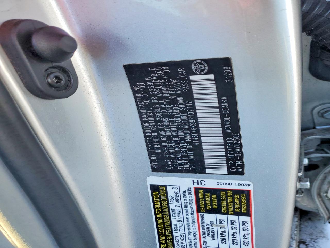 2009 TOYOTA CAMRY BASE photo 12