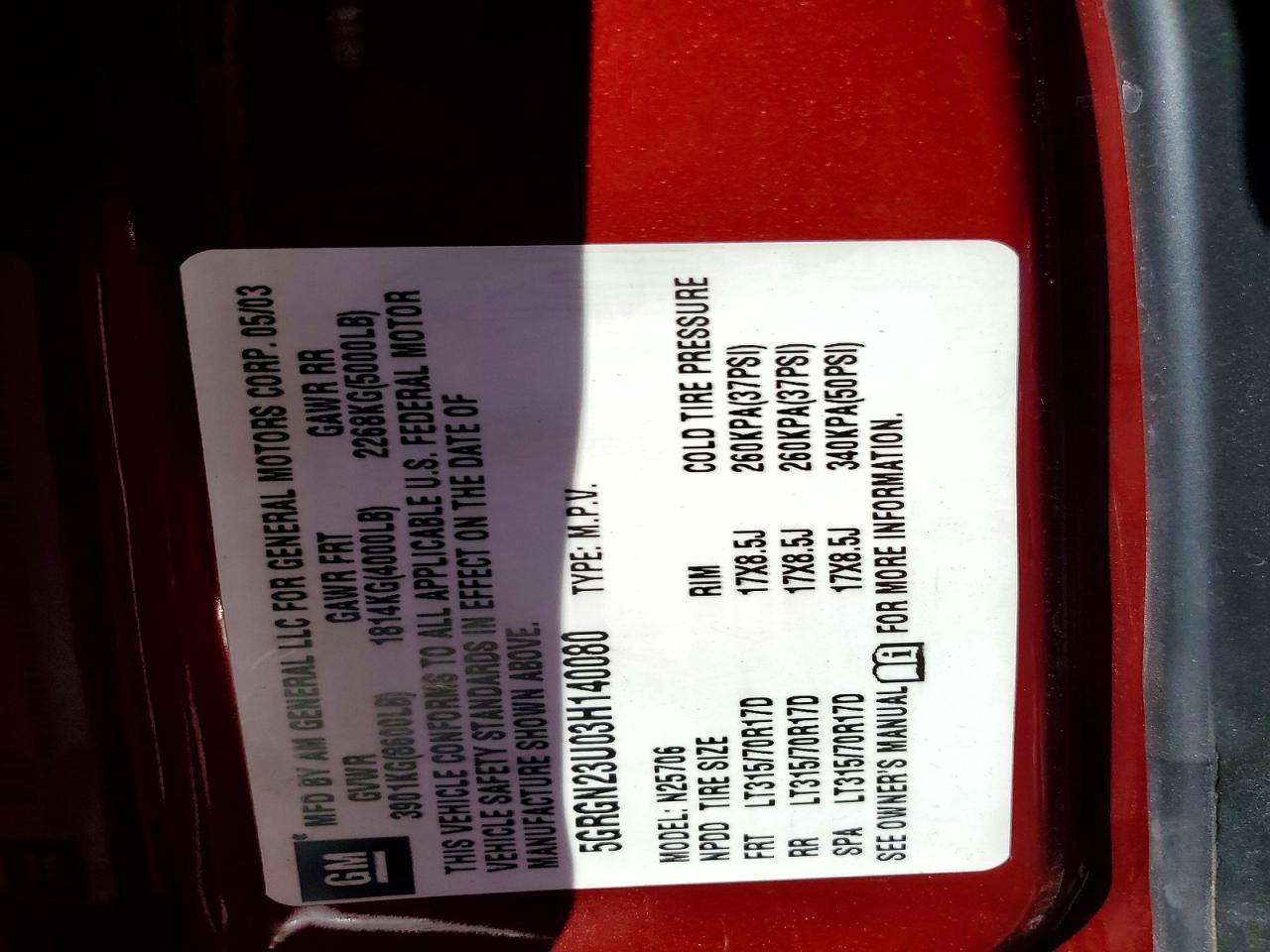2003 HUMMER H2 photo 12