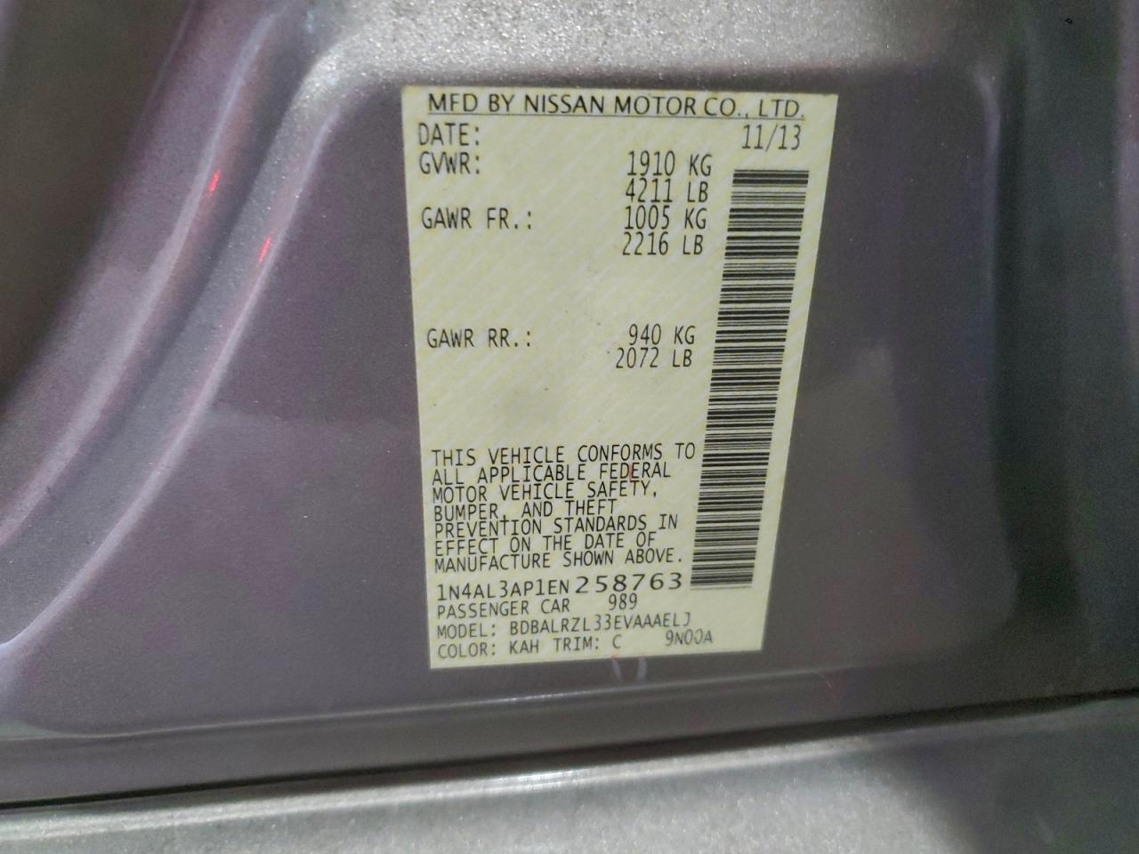 2014 NISSAN ALTIMA 2.5 photo 13