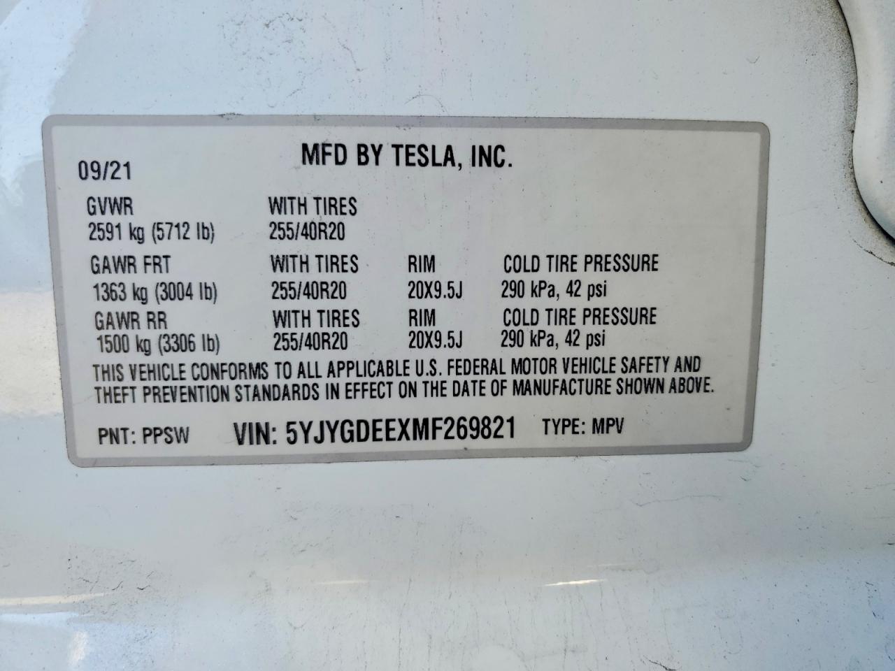 2021 TESLA MODEL Y photo 14