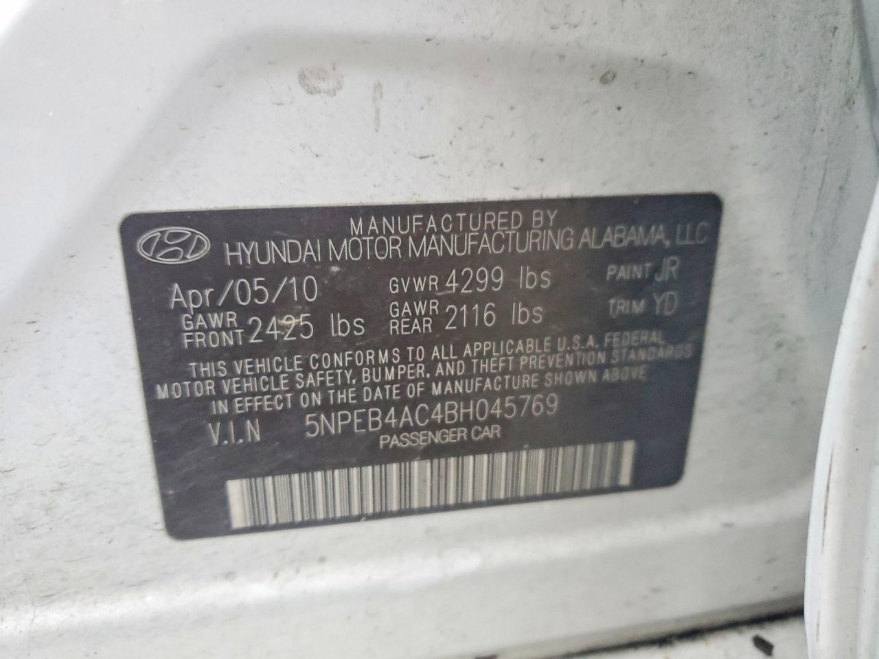 2011 HYUNDAI SONATA GLS photo 13