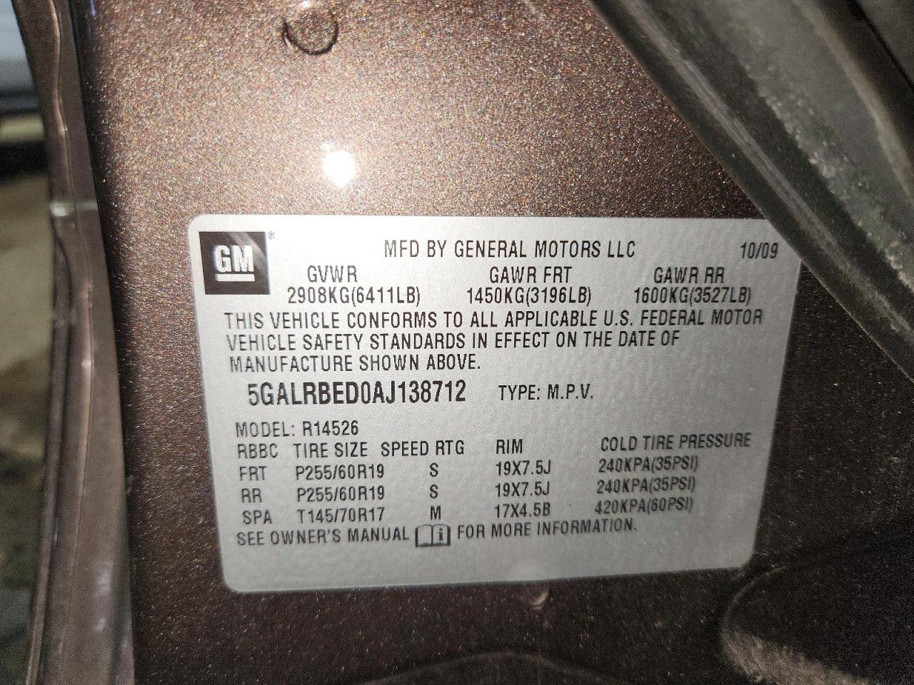 2010 BUICK ENCLAVE CXL photo 13