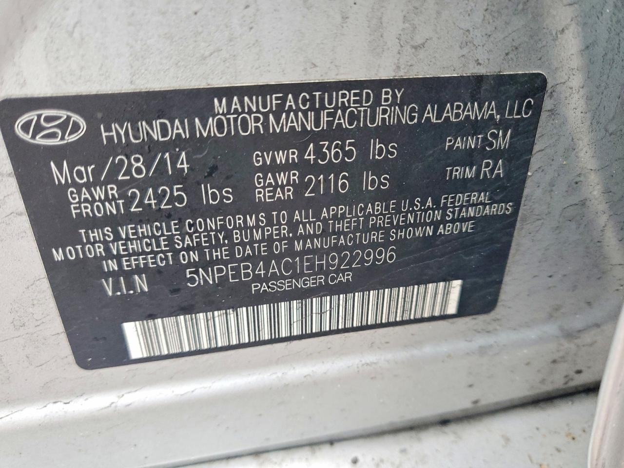 2014 HYUNDAI SONATA GLS photo 12