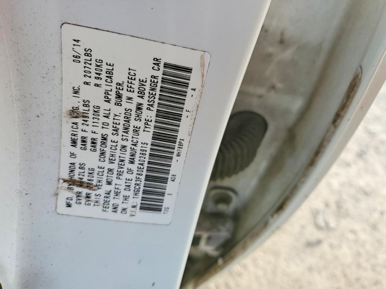 2014 HONDA ACCORD EXL photo 12