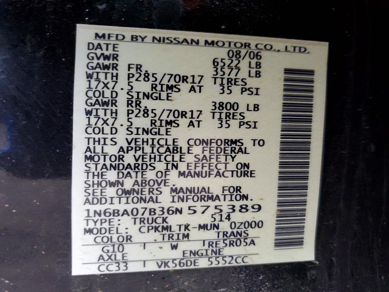2006 NISSAN TITAN XE FFV photo 13