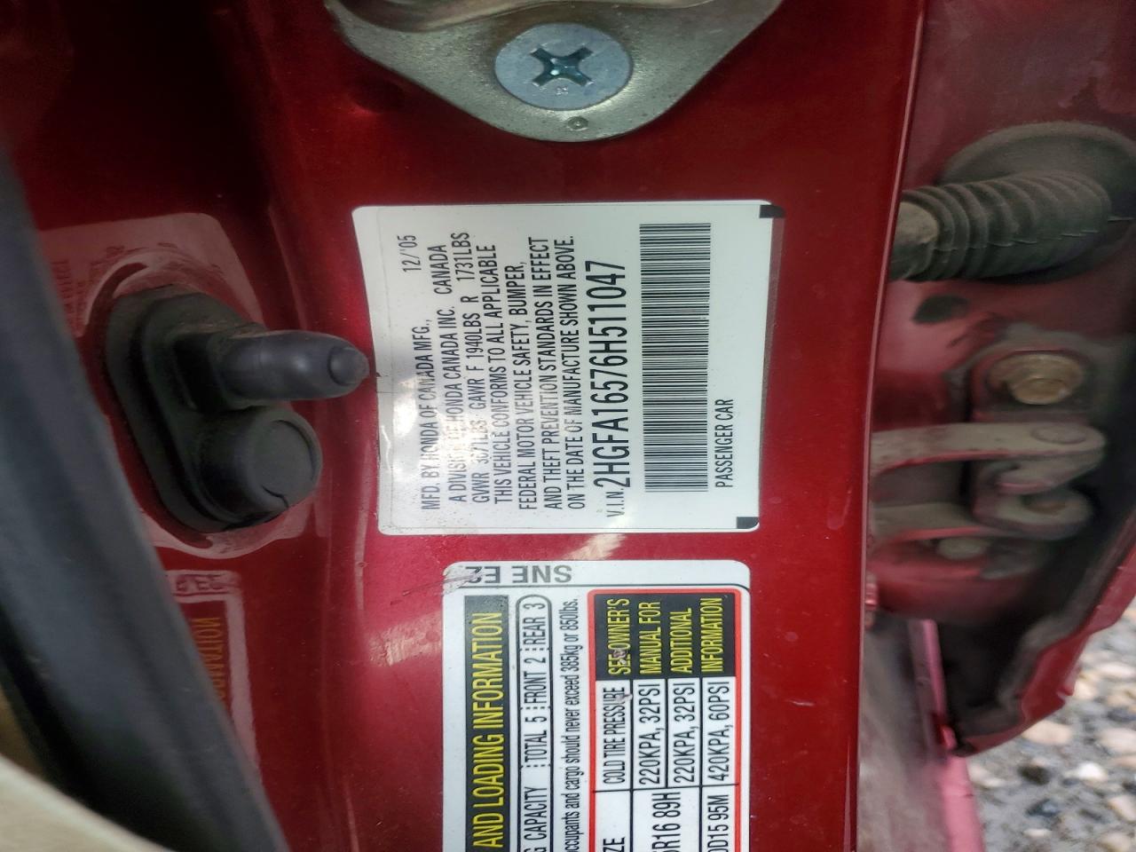 2006 HONDA CIVIC LX photo 12