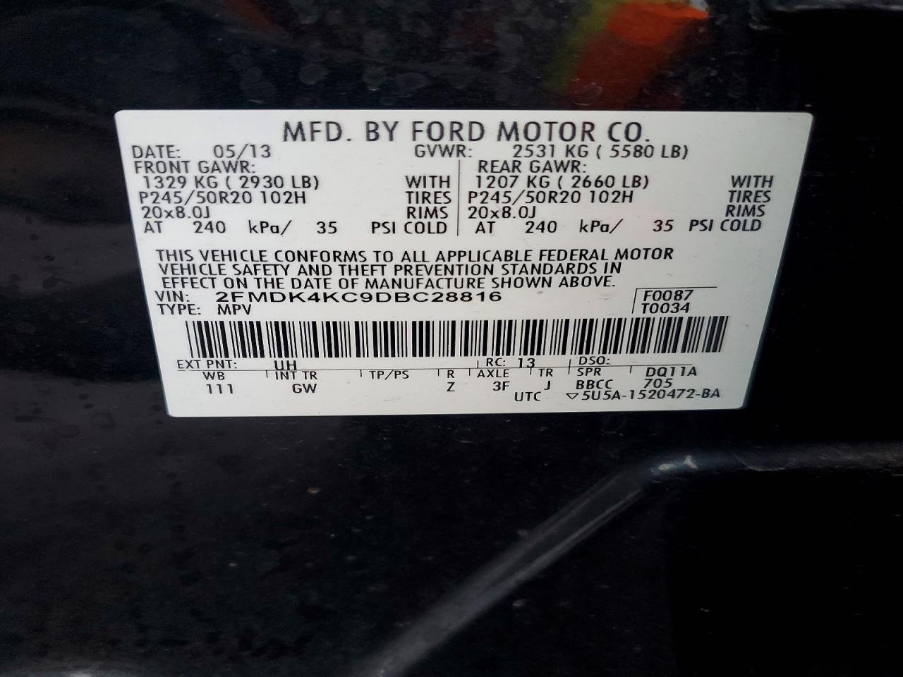 2013 FORD EDGE LIMITED photo 14