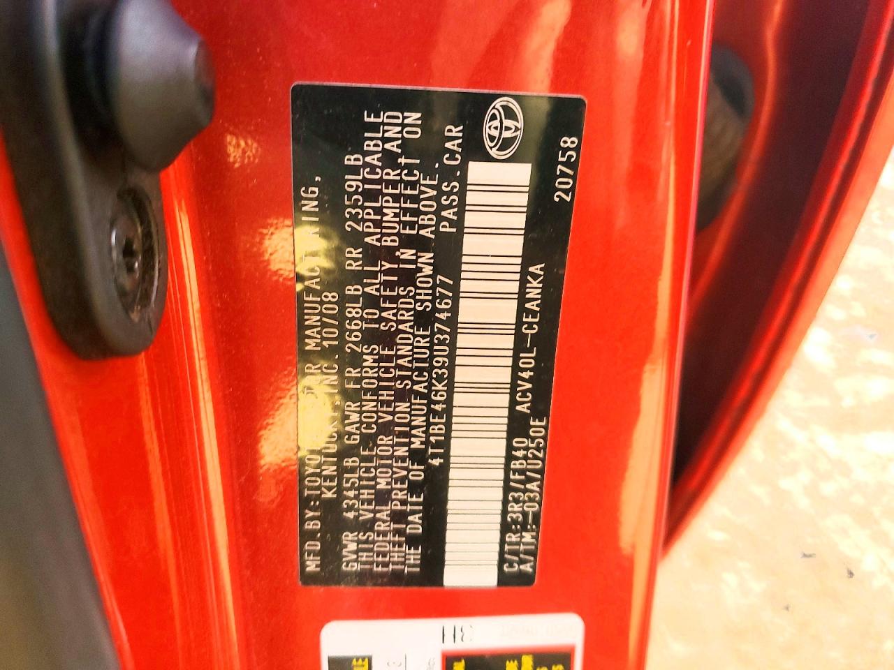 2009 TOYOTA CAMRY BASE photo 12