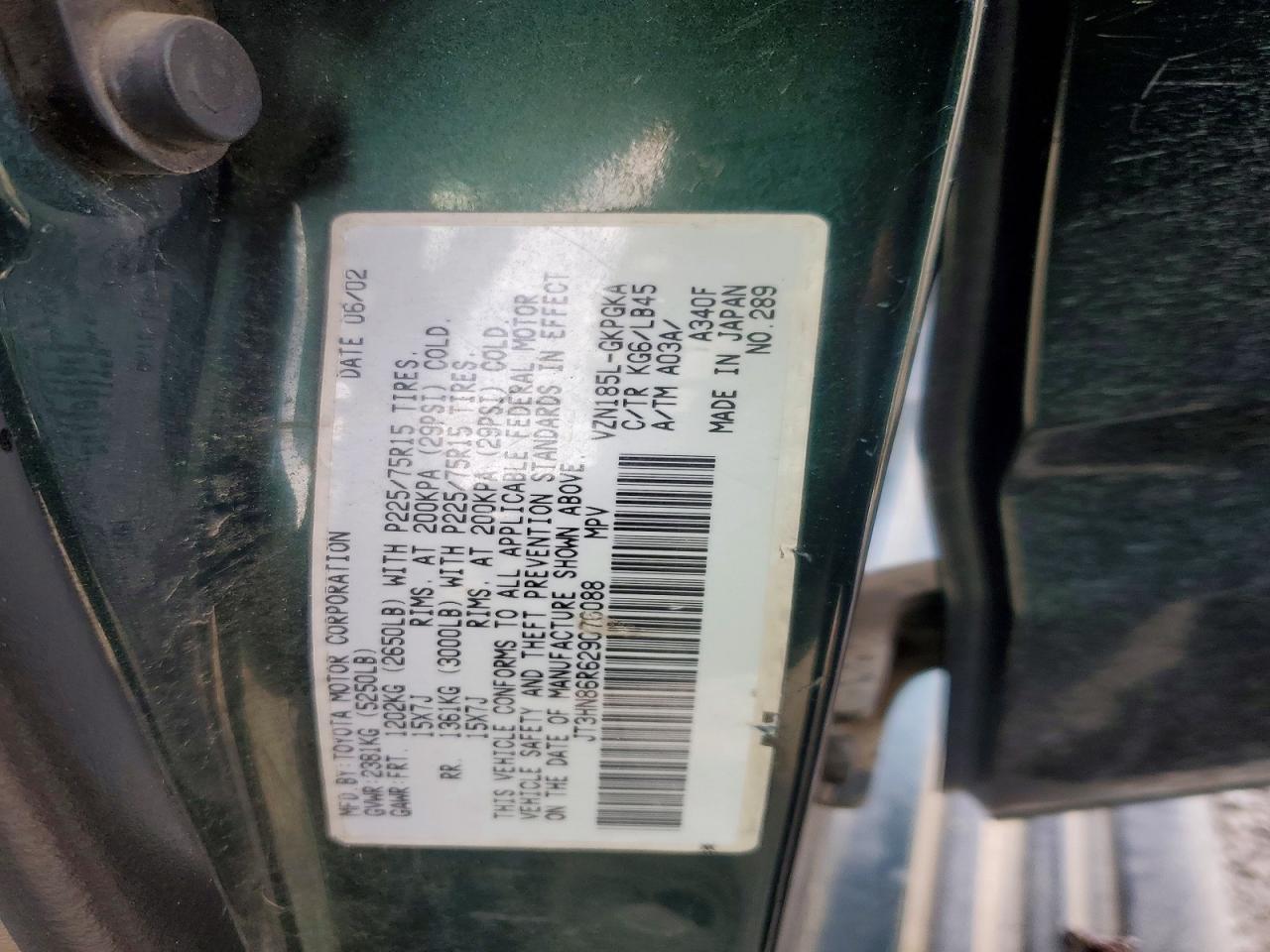 2002 TOYOTA 4RUNNER SR5 photo 13