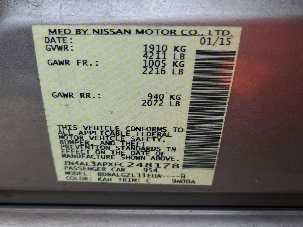 2015 NISSAN ALTIMA 2.5 photo 23