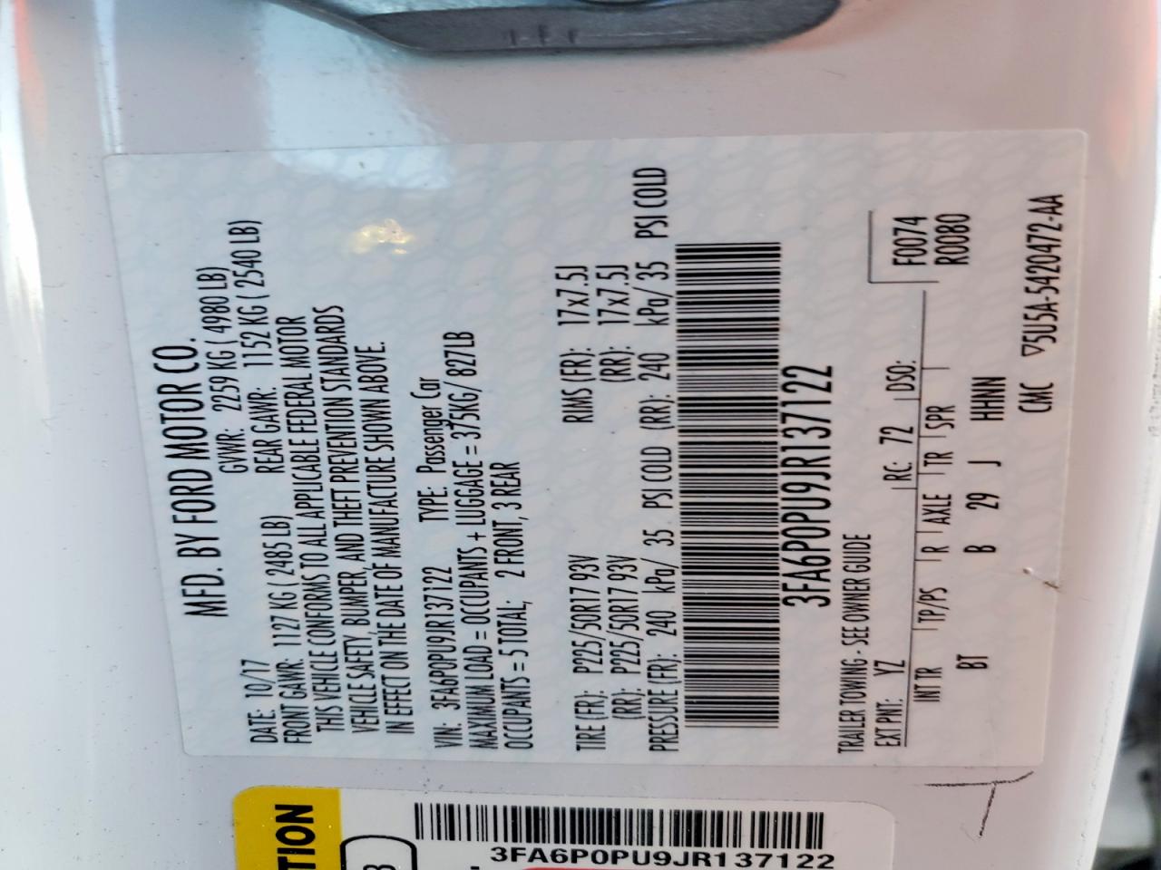 2018 FORD FUSION SE PHEV photo 12