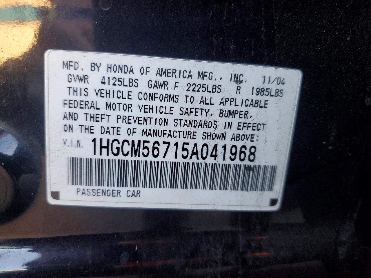 2005 HONDA ACCORD EX photo 23