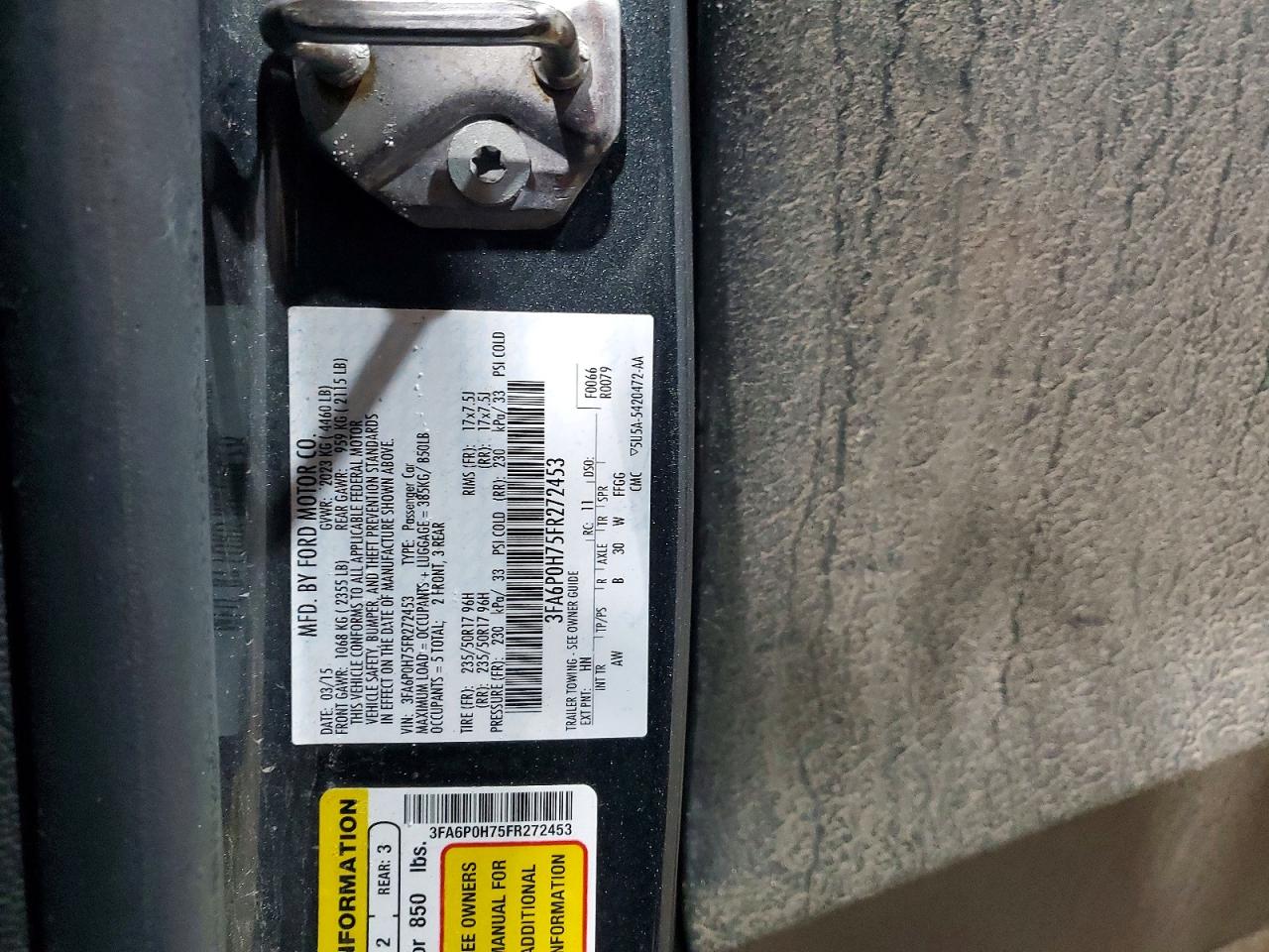 2015 FORD FUSION SE photo 37
