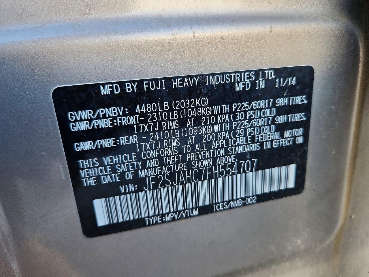 2015 SUBARU FORESTER 2.5I LIMITED photo 14