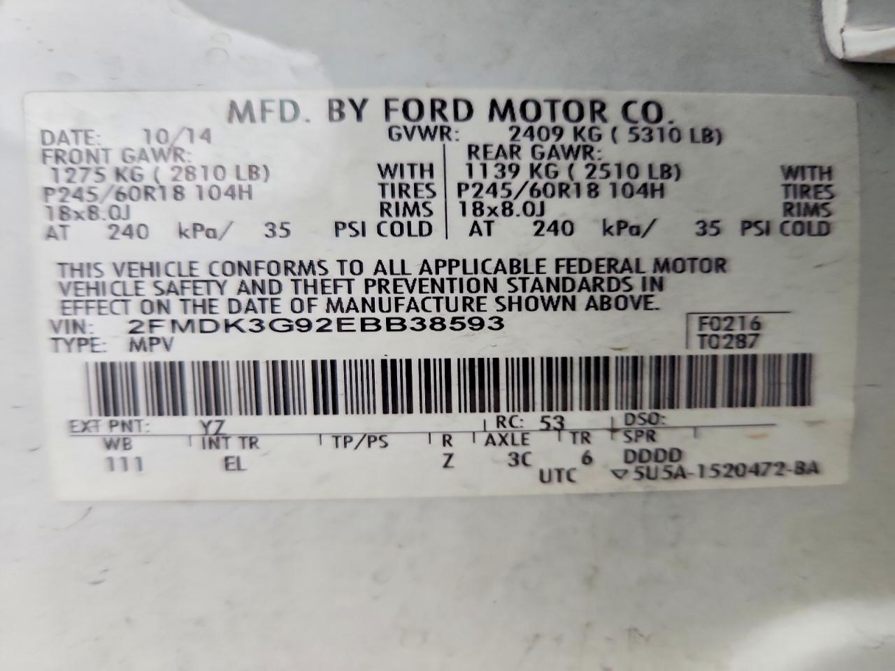 2014 FORD EDGE SE photo 13