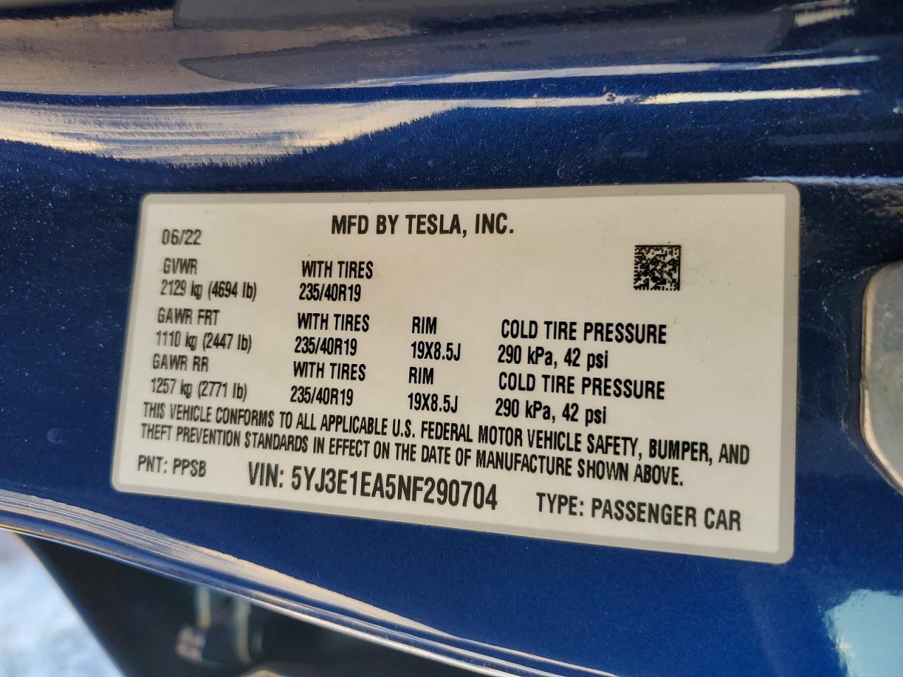 2022 TESLA MODEL 3 photo 12